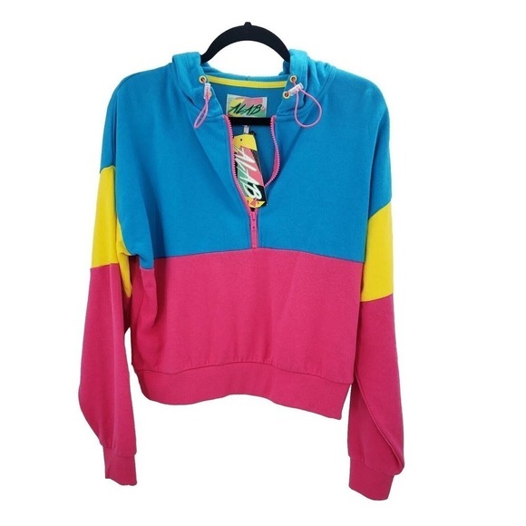 aLab | Shirts | Vintage Alab S Colorblock Hoodie 4 Zip Blue Pink Yellow ...